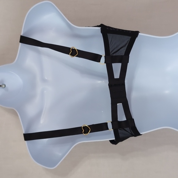 Rougette Nude Black Strappy Balconette Bra Size 30H - Picture 2 of 4